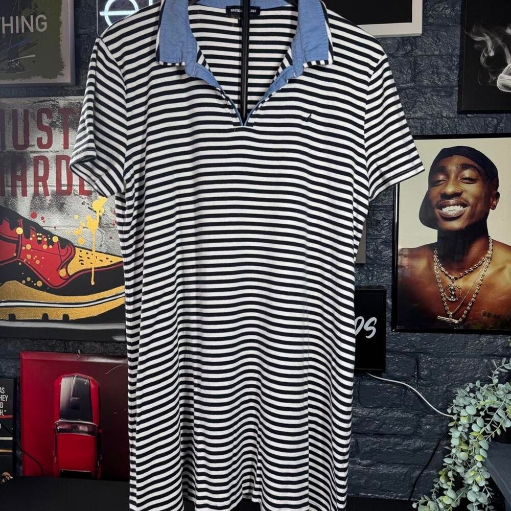 Women's Nautica Jeans XXL Striped Polo Rugby Style T-Shirt Dress